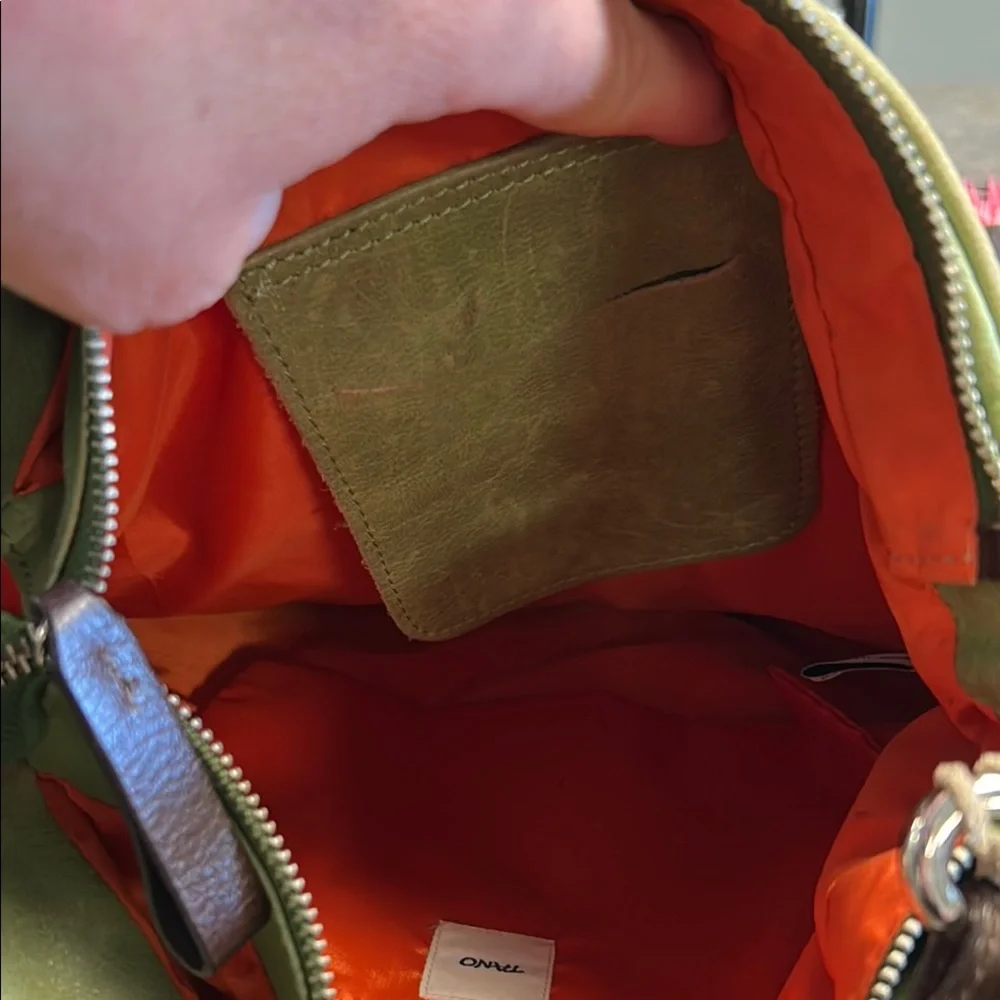 Tano Olive Green Crossbody with Dark Brown Accents
